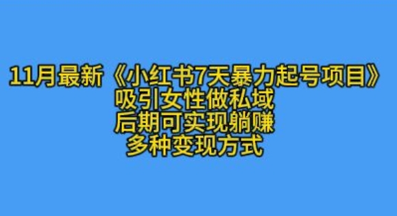 K总部落11月最新小红书7天暴力起号项目，吸引女性做私域【揭秘】-菜菜网创