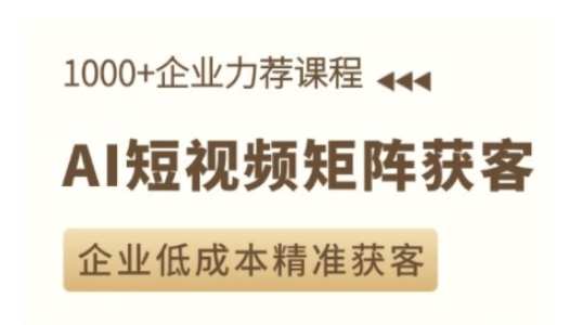 AI短视频矩阵获客实操课，企业低成本精准获客-菜菜网创