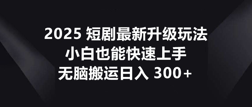 2025短剧最新升级玩法，小白也能快速上手，无脑搬运日入300+-菜菜网创