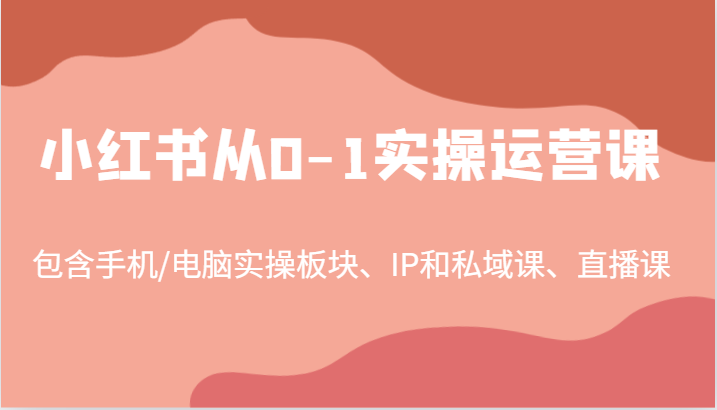 小红书从0-1实操运营课，包含手机/电脑实操板块、IP和私域课、直播课(97节)-菜菜网创