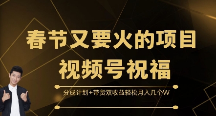 春节又要火的项目视频号祝福，分成计划+带货双收益，轻松月入几个W【揭秘】-菜菜网创