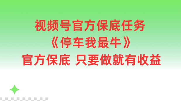 视频号官方保底任务，停车我最牛，官方保底只要做就有收益【揭秘】-菜菜网创
