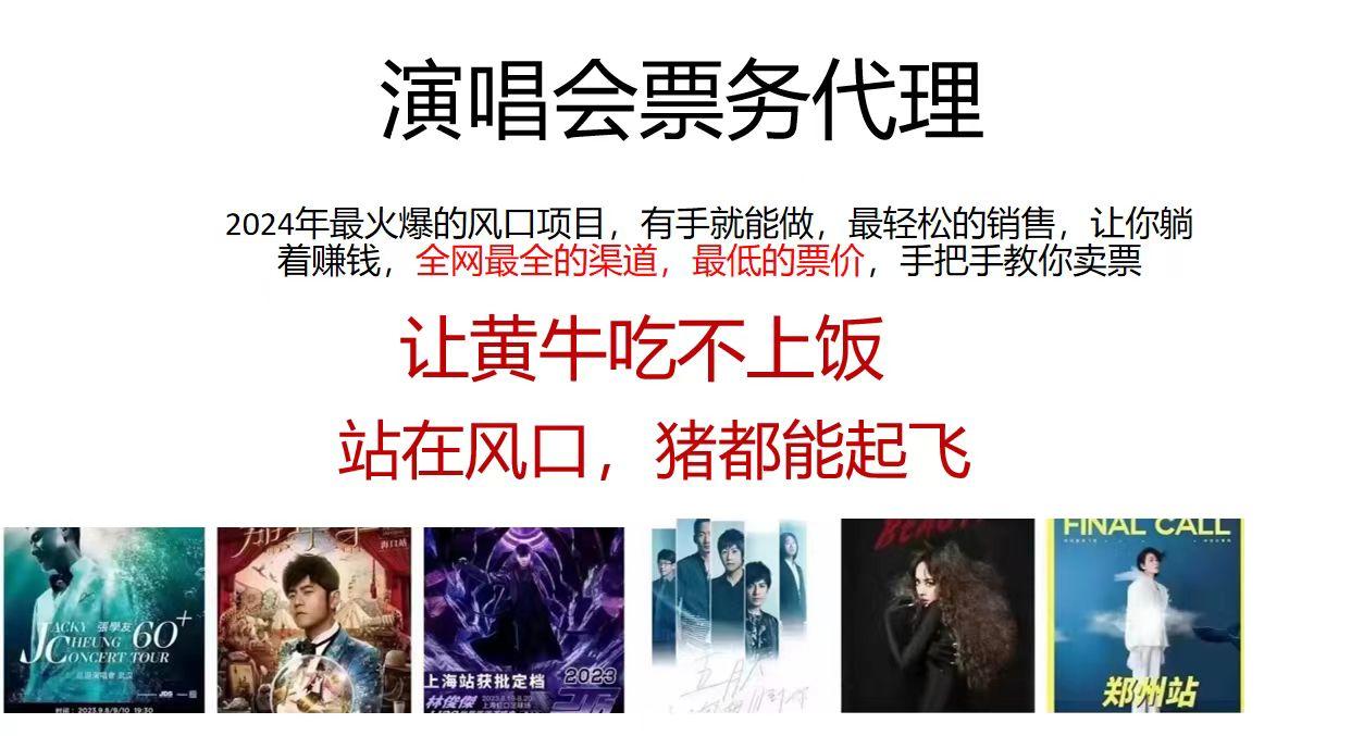 演唱会2024票务代理，全网最低的票价，手把手教你卖票，日入2000+-菜菜网创