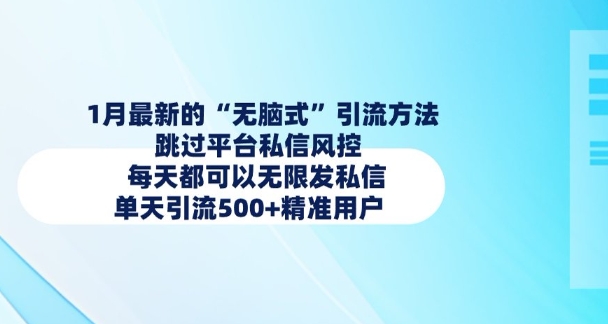 1月最新的无脑式引流方法，跳过平台私信风控，每天都可以无限发私信，单天引流500+精准用户-菜菜网创