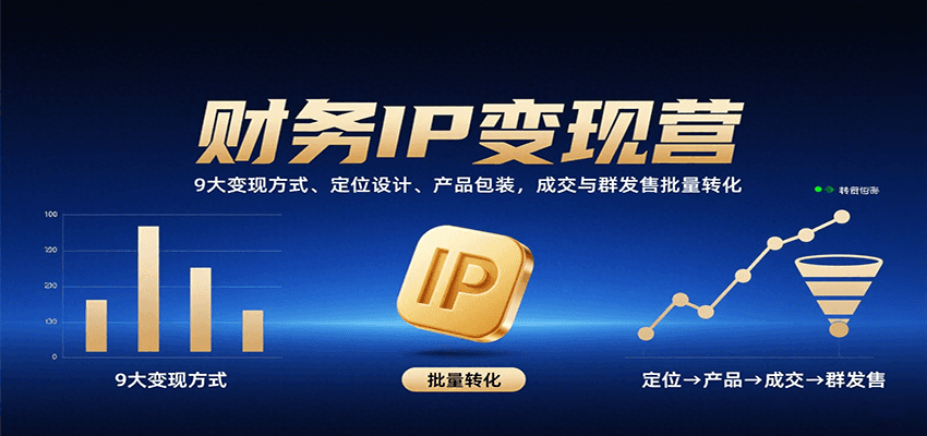 财务IP变现营：9大变现方式、定位设计、产品包装，成交与群发售批量转化-菜菜网创