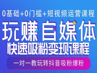 0基础+0门槛+短视频运营课程，玩赚自媒体快速吸粉变现课程，一对一教玩转抖音吸粉爆粉-菜菜网创