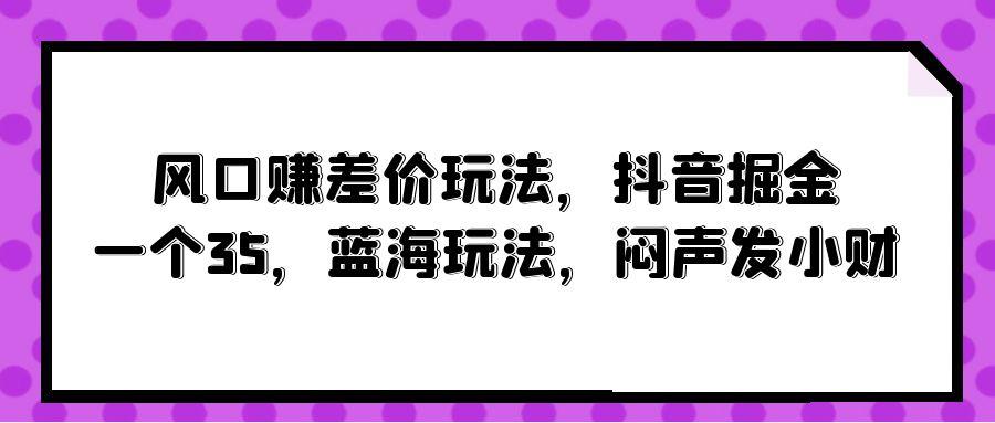 (10022期)风口赚差价玩法，抖音掘金，一个35，蓝海玩法，闷声发小财-菜菜网创