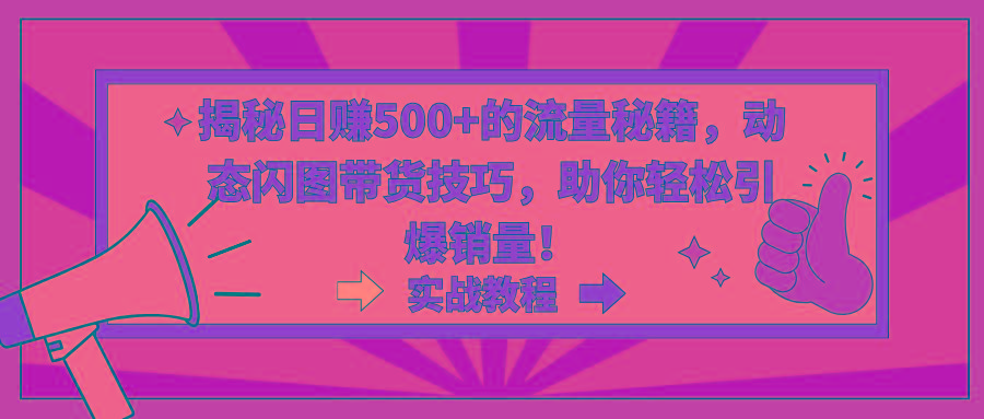 揭秘日赚500+的流量秘籍，动态闪图带货技巧，助你轻松引爆销量！-菜菜网创