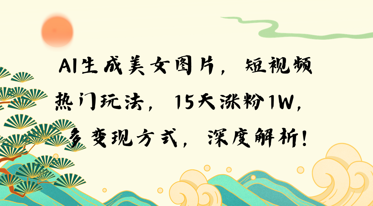 AI生成美女图片，短视频热门玩法，15天涨粉1W，多变现方式，深度解析!-菜菜网创