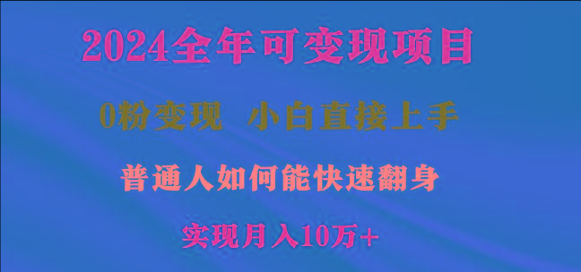2024全年可变现项目，一天收益至少2000+，小白上手快，普通人就要利用互…-菜菜网创