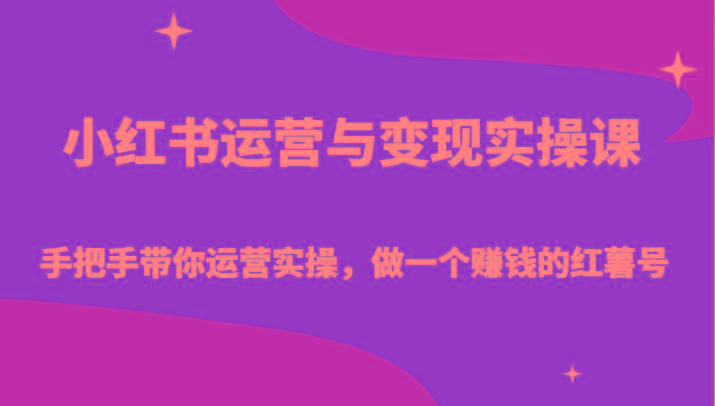 小红书运营与变现实操课-手把手带你运营实操，做一个赚钱的红薯号-菜菜网创