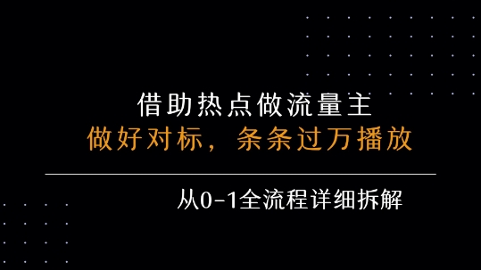借力热点，乘顺风车玩流量主，条条过万播放， 每月收益5k+，从0-1全流程详细拆解-菜菜网创