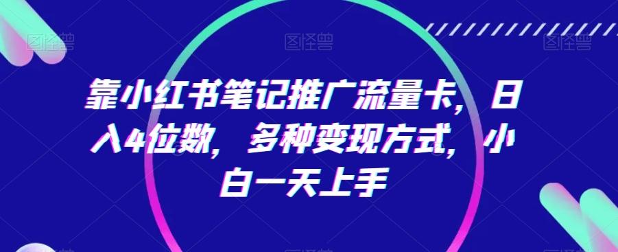 靠小红书笔记推广流量卡，日入4位数，多种变现方式，小白一天上手-菜菜网创