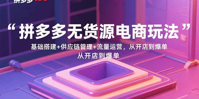 （15886期）拼多多无货源电商玩法：基础搭建+供应链管理+流量运营，从开店到爆单-菜菜网创