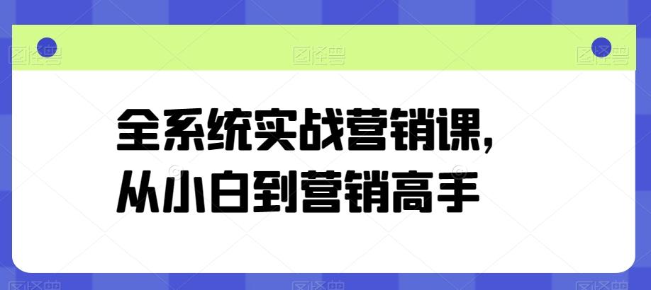 全系统实战营销课，从小白到营销高手-菜菜网创