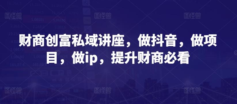 财商创富私域讲座，做抖音，做项目，做ip，提升财商必看-菜菜网创