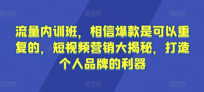 流量内训班，相信爆款是可以重复的，短视频营销大揭秘，打造个人品牌的利器-菜菜网创