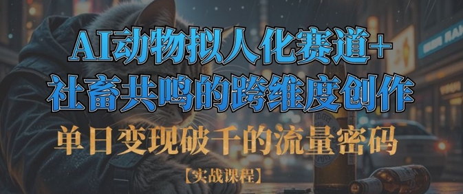 单日变现破千的流量密码，AI动物拟人化赛道+社畜共鸣的跨维度创作-菜菜网创