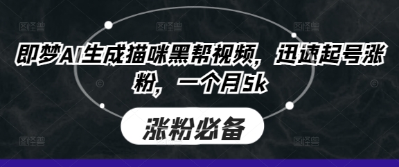 即梦AI生成猫咪黑帮视频，迅速起号涨粉，一个月5k-菜菜网创
