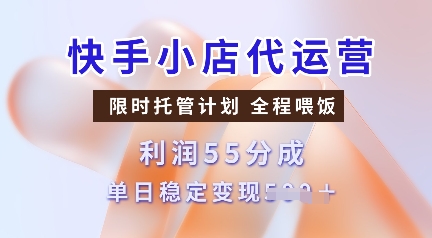 快手小店代运营，限时托管计划，收益55分，单日稳定变现多张【揭秘】-菜菜网创