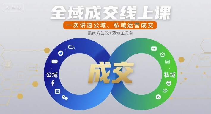 全域成交线上课，一次讲透公域、私域运营成交-菜菜网创