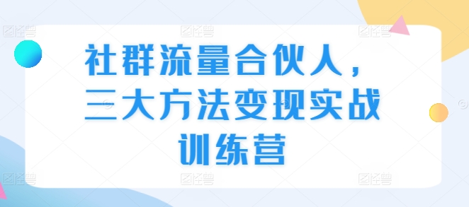 社群流量合伙人，三大方法变现实战训练营-菜菜网创