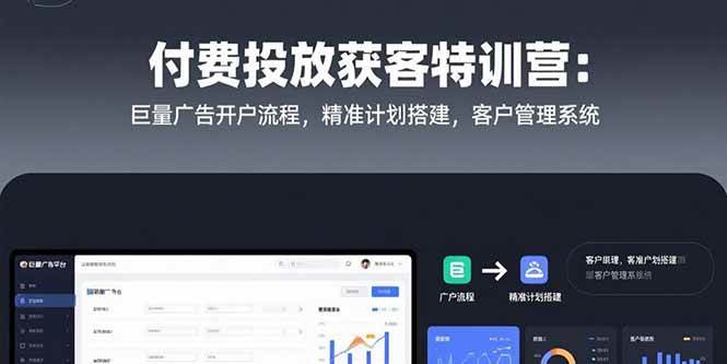 （15426期）付费投放获客特训营：巨量广告开户流程，精准计划搭建，客户管理系统-菜菜网创
