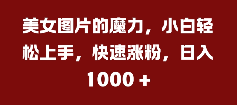 美女图片的魔力，小白轻松上手，快速涨粉，日入几张【揭秘】-菜菜网创