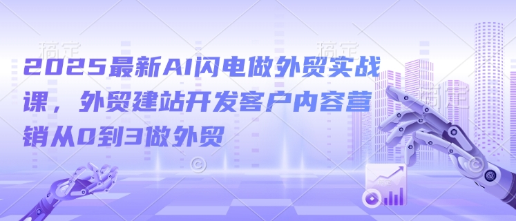 2025最新AI闪电做外贸实战课，外贸建站开发客户内容营销从0到3做外贸-菜菜网创
