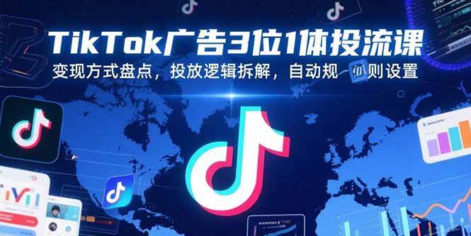 （15460期）TikTok广告3位1体投流课，变现方式盘点，投放逻辑拆解，自动规则设置-菜菜网创