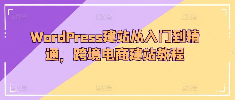 WordPress建站从入门到精通，跨境电商建站教程-菜菜网创