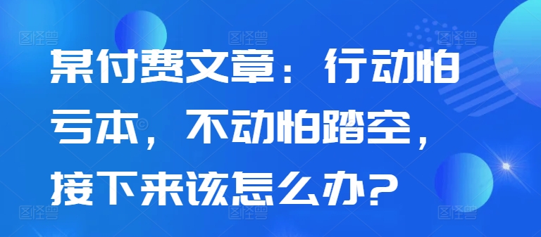 某付费文章：行动怕亏本，不动怕踏空，接下来该怎么办?-菜菜网创