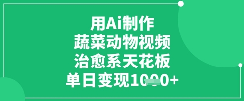用Ai制作蔬菜动物视频，治愈系天花板，单日变现1k-菜菜网创