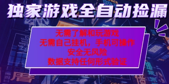 游戏全自动捡漏项目，最新独家玩法，每天操作几十分钟，无任何难度，当天见收益【揭秘】-菜菜网创