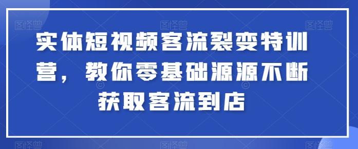 实体短视频客流裂变特训营，教你零基础源源不断获取客流到店-菜菜网创