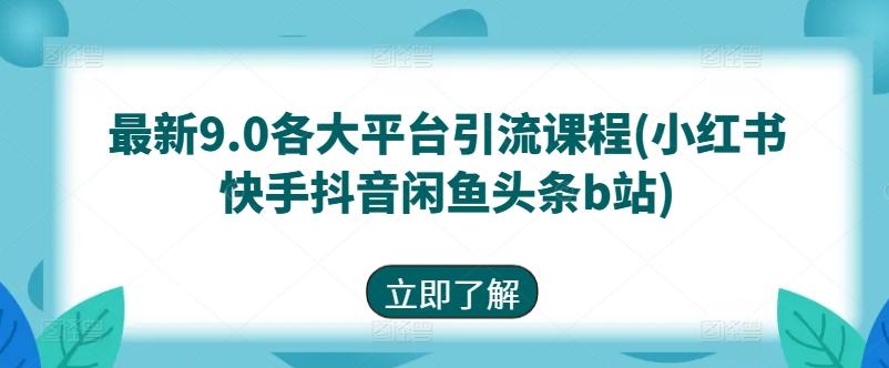 最新9.0各大平台引流课程(小红书快手抖音闲鱼头条b站)-菜菜网创