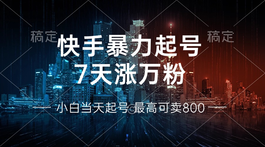 快手暴力起号，7天涨万粉，小白当天起号 多种变现方式，账号回收，单月…-菜菜网创