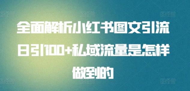 全面解析小红书图文引流日引100+私域流量是怎样做到的【揭秘】-菜菜网创