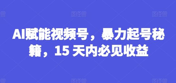 AI赋能视频号，暴力起号秘籍，15 天内必见收益【揭秘】-菜菜网创