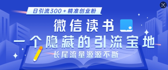 微信读书，一个隐藏的引流宝地，不为人知的小众打法，日引流300+精准创业粉，长尾流量源源不断-菜菜网创
