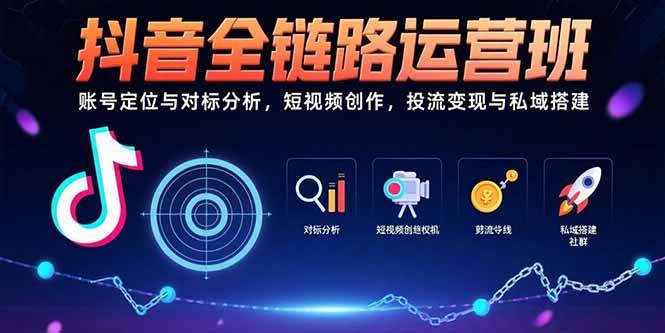（15525期）抖音全链路运营班：账号定位与对标分析，短视频创作，投流变现与私域搭建-菜菜网创