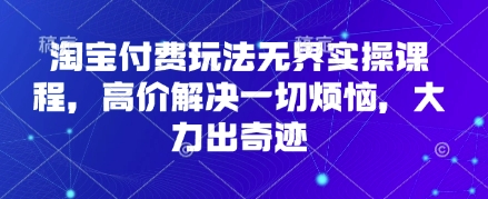 淘宝付费玩法无界实操课程，高价解决一切烦恼，大力出奇迹-菜菜网创