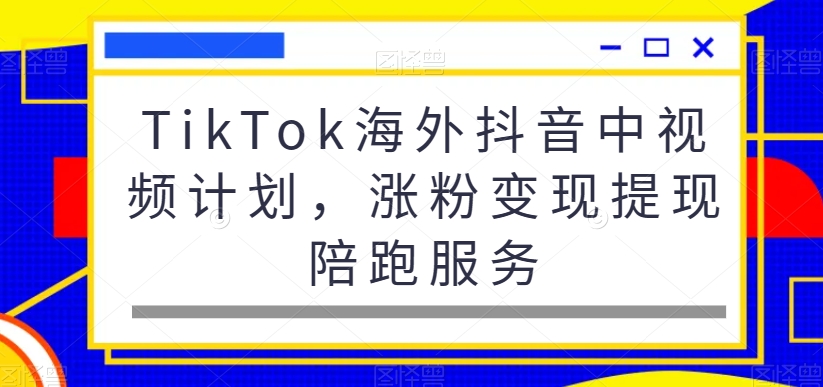 TikTok海外抖音中视频计划，涨粉变现提现陪跑服务-菜菜网创