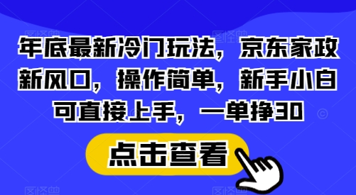 年底最新冷门玩法，京东家政新风口，操作简单，新手小白可直接上手，一单挣30【揭秘】-菜菜网创
