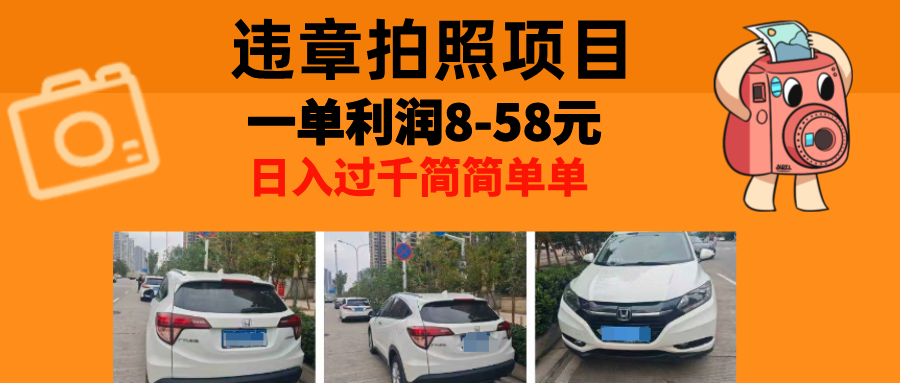 最强副业，违章拍照，一单利润8-58元，全国大小城市都可做-菜菜网创