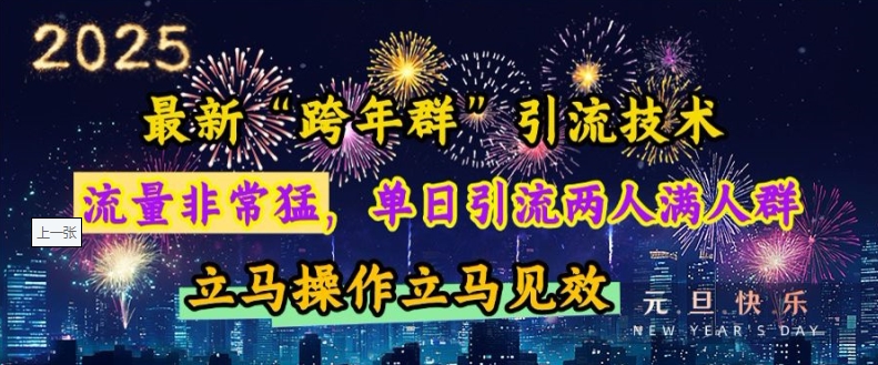 最新“跨年群”引流，流量非常猛，单日引流两人满人群，立马操作立马见效【揭秘】-菜菜网创