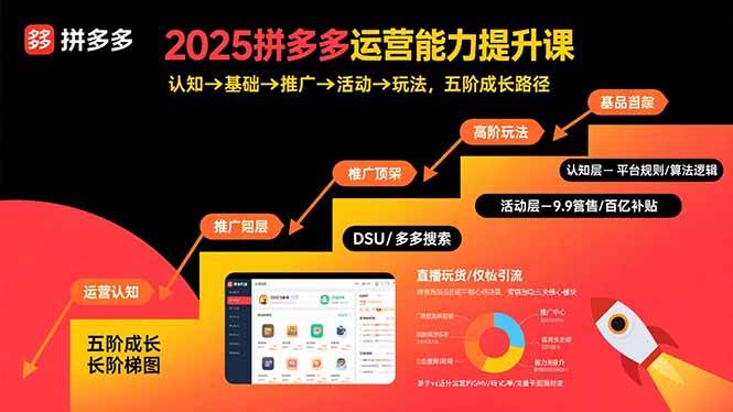 （15826期）2025拼多多运营能力提升课：认知→基础→推广→活动→玩法，五阶成长路径-菜菜网创