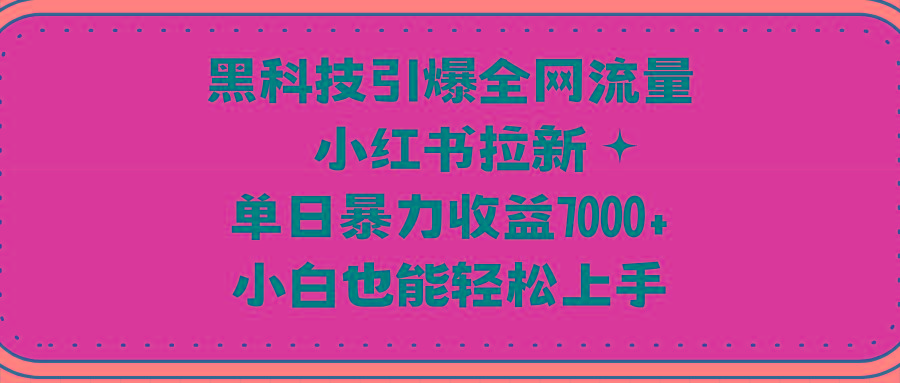 (9679期)黑科技引爆全网流量小红书拉新，单日暴力收益7000+，小白也能轻松上手-菜菜网创