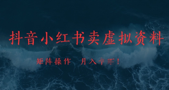 抖音小红书卖虚拟资料，市场需求一直存在，矩阵操作，月入1w+-菜菜网创
