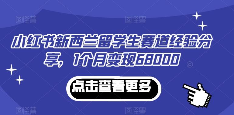 小红书新西兰留学生赛道经验分享，1个月变现68000【揭秘】-菜菜网创